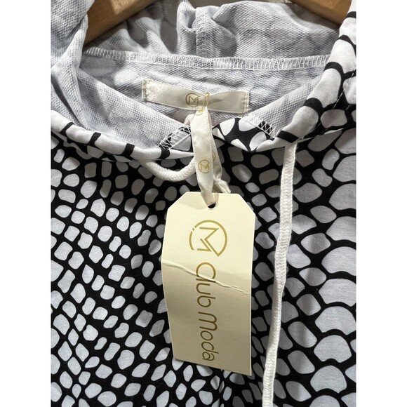 Club La Moda Hoodie Crop Top Sweatshirt Cover Up Snakeskin Black White XL NWT - Picture 4 of 5